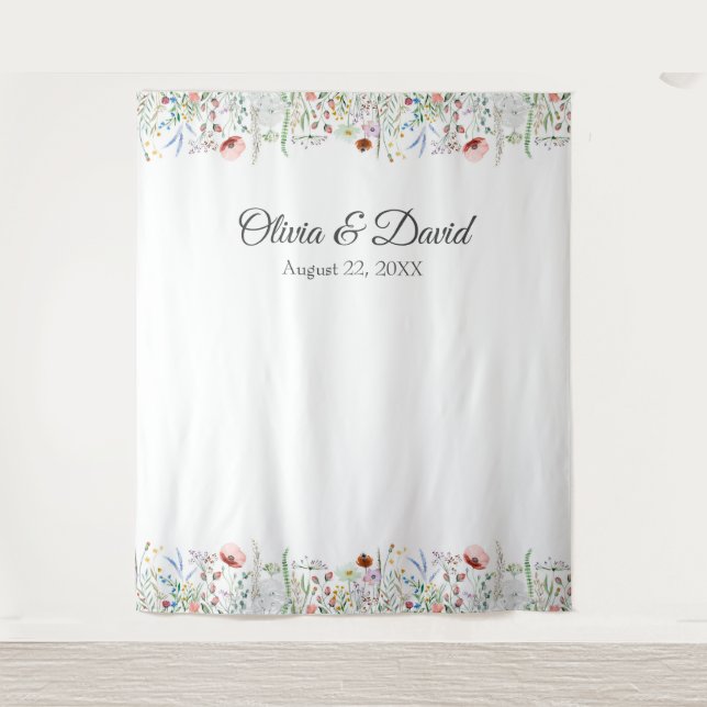 Tapete De Parede Cena de Casamento de Prado de Flores Silvestres (Frente)
