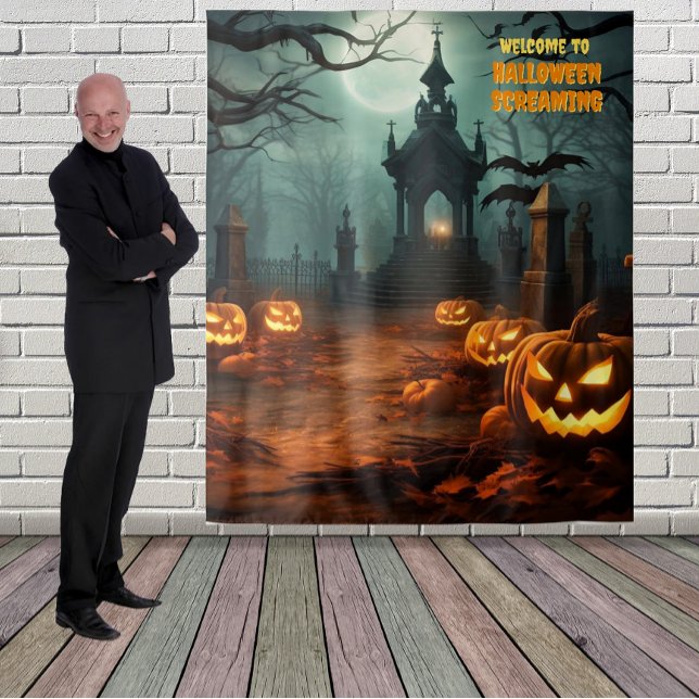 Tapete De Parede Cena de Cemitério de Halloween Pendurada (Criador carregado)