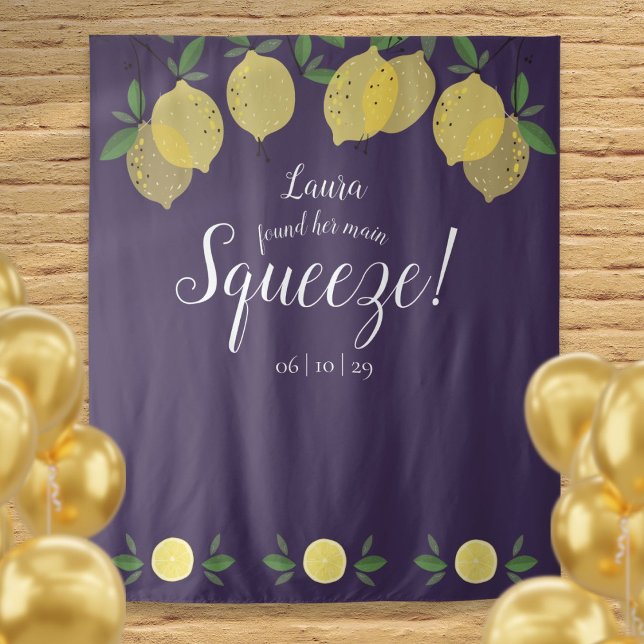 Tapete De Parede Cena de Chá de Noiva Lemons Main Squeeze Fundo Rox (Lemons Main Squeeze Bridal Shower Purple Backdrop)