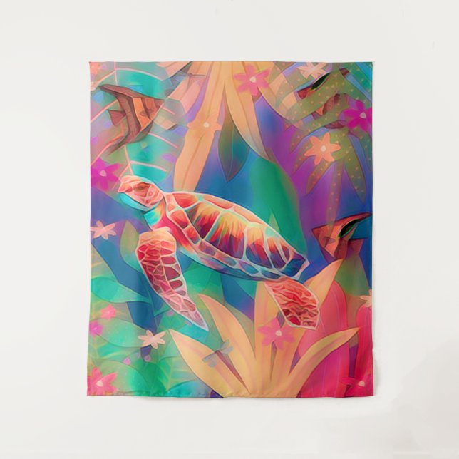 Tapete De Parede Cena de Fantasia de Tartaruga do Mar Grande (Frente)