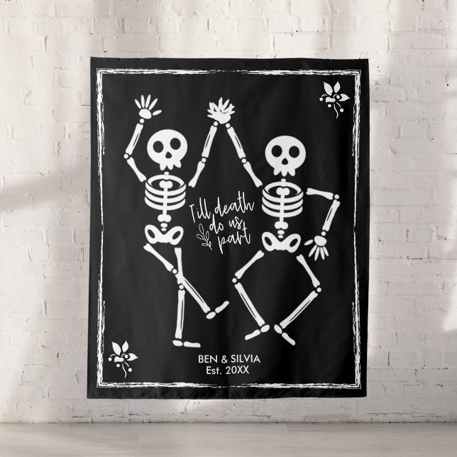 Tapete De Parede Cena de Fundo de Casamento de Esqueleto Dançante D (Dancing Skeleton Wedding Backdrop Custom Est Date
)