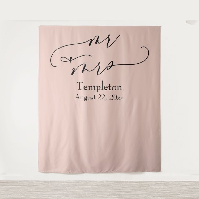 Tapete De Parede Cena de Fundo para Foto Sr e Sra Simple Blush (Frente)