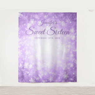 Tapete De Parede Cena de fundo Sweet 16 Roxo Winter Wonderland