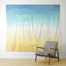 Tapete De Parede Cena de Praia e Oceano Pintada à Aguarela