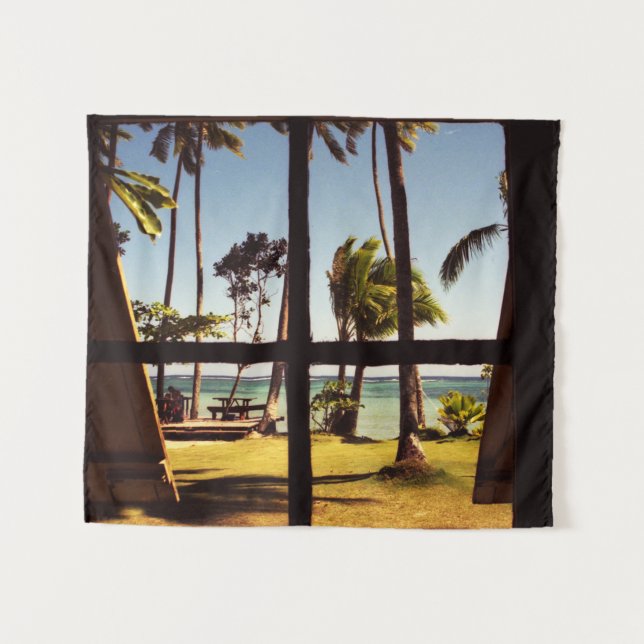 Tapete De Parede Cena de praia tropical de Fiji wtcnm (Frente (Horizontal))