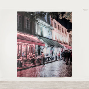 Tapete De Parede Cena de Rua de Café em Paris Fundo de Mural de P