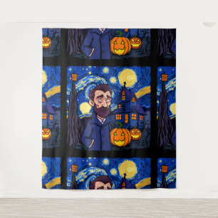 Tapete De Parede Cena de Van Gogh Haunted - Halloween Gótico Starry