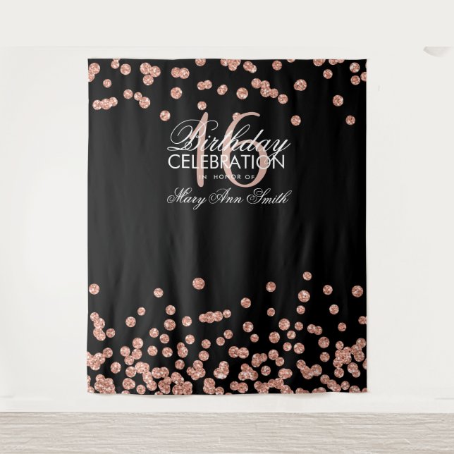 Tapete De Parede Cena Sweet 16 Rosa Glitter Confetes (Frente)