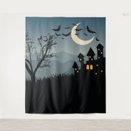 Tapete De Parede Cenário assustador de Halloween com casa assombrad