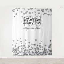 Cenário de Aniversário de 100 anos Prata Branco Co