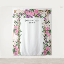 Cenário de casamento floral romântico para cabine