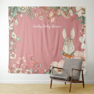 Tapete De Parede Cenário de festa de bebê Vintage Bunny paisagem Ro
