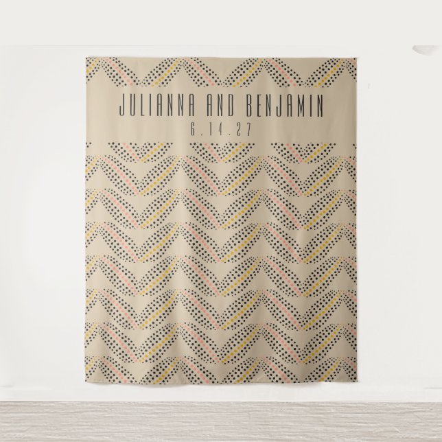 Tapete De Parede Cenário de Foto de Casamento Bege Art Déco Elegant (Frente)