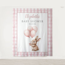 Cenário de Foto de Chuveiro de Bebê Coelhinho Rosa