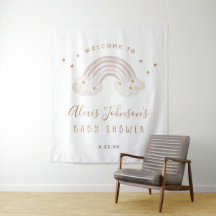 Cenário de Fundo para Chá de Bebê Arco-íris Boho