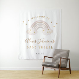 Tapete De Parede Cenário de Fundo para Chá de Bebê Arco-íris Boho