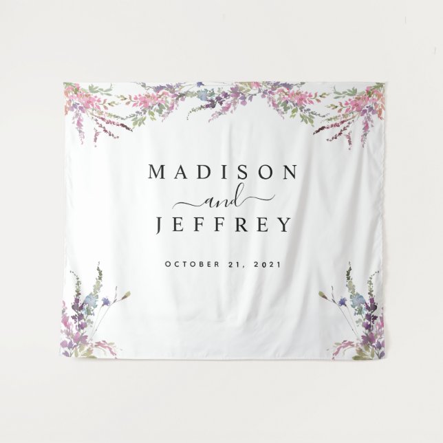 Tapete De Parede Cenário Floral de Noiva com Flores Silvestres da P (Frente (Horizontal))