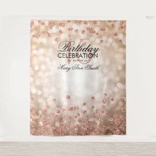 Tapete De Parede Cenario Sweet 16 Luzes Rosa Dourado Confetes
