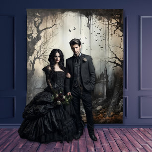 Tapete De Parede Cenas de Moodo Gótico Arcos e Pássaros Creme & Pre