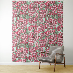 Tapete De Parede Cereja floresce em rosa e menta
