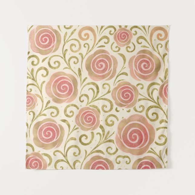 Tapete De Parede Cerejas Vermelhas com Arco Rosa Coquette Chic (Frente)