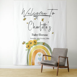 Tapete De Parede Chá de Bebê Boho Arco-íris Com Girassóis