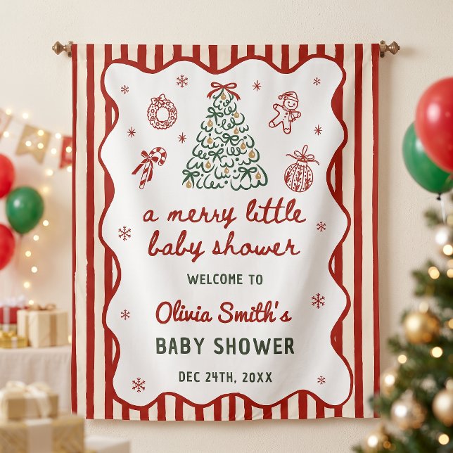 Tapete De Parede Chá de Bebê de Natal da Red Stripe (Criador carregado)