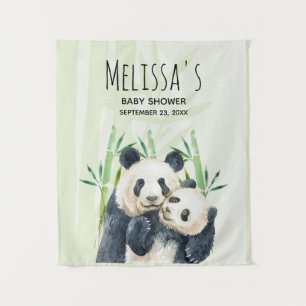 Tapete De Parede Chá de Bebê em Aquarela de Ursos Pandas Fofos