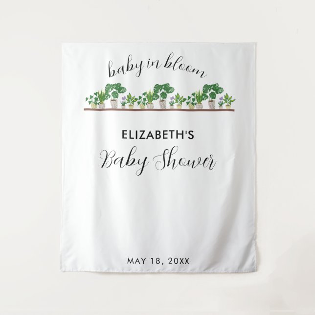 Tapete De Parede Chá de Bebê em Flor Greenery Botânica (Frente)