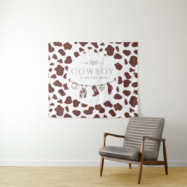 Tapete De Parede Chá de bebê em sage verde do Oeste Selvagem cowboy (In Situ (Horizontal))