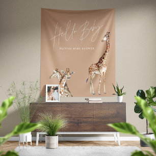 Tapete De Parede Chá de bebê girafa moderna tipografia elegante fit