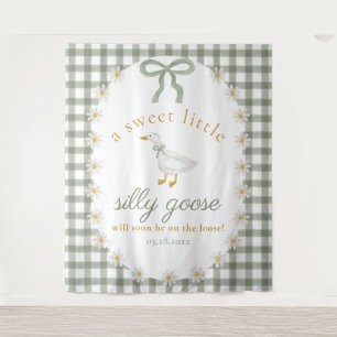 Tapete De Parede Chá de Bebê Silly Goose Verde Xadrez Cottagecore