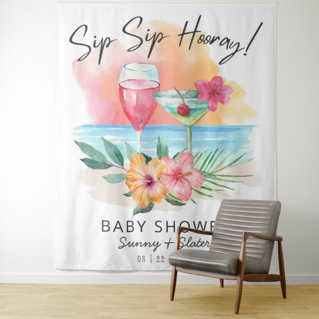 Tapete De Parede Chá de Bebê Tropical | Sippin 'à Beira-Mar (In Situ)