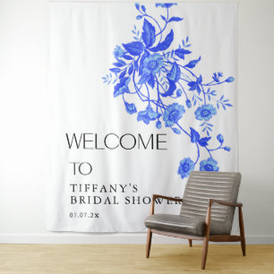 Tapete De Parede Chá de Bebê Vintage Francês Toile Azul Floral