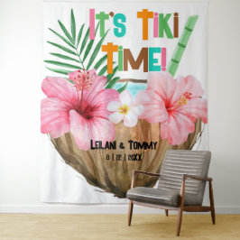 Tapete De Parede Chá de Casal Tiki Tropical de Coquetel de Coco