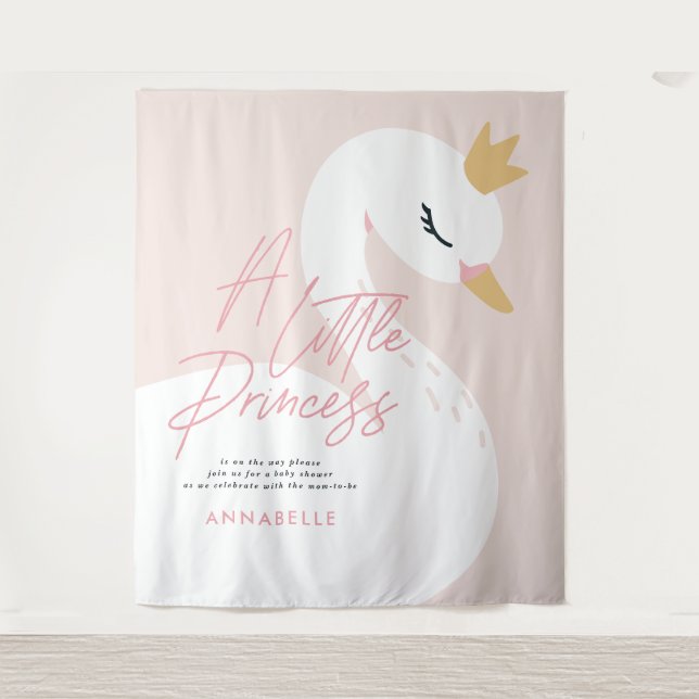 Tapete De Parede Chá de fraldas cisne, rosado-rosado, elegante (Frente)