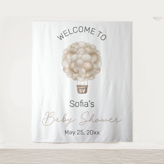Tapete De Parede Chá de fraldas de balão de ar quente bege (Frente)