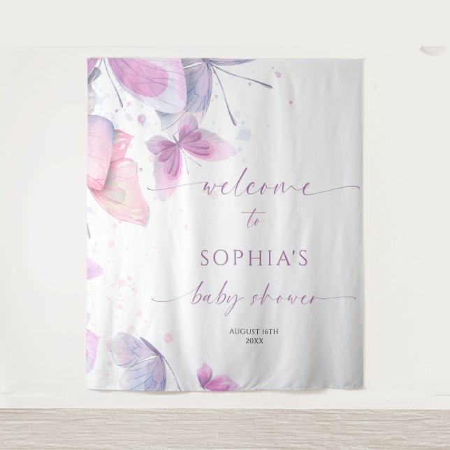 Tapete De Parede Chá de fraldas de borboletas (Frente)