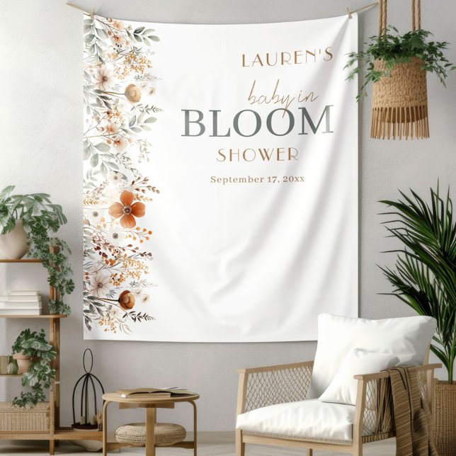 Tapete De Parede Chá de fraldas de flor selvagem Terracotta (Criador carregado)