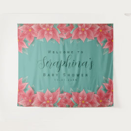 Tapete De Parede Chá de fraldas de Poinsettia de Natal