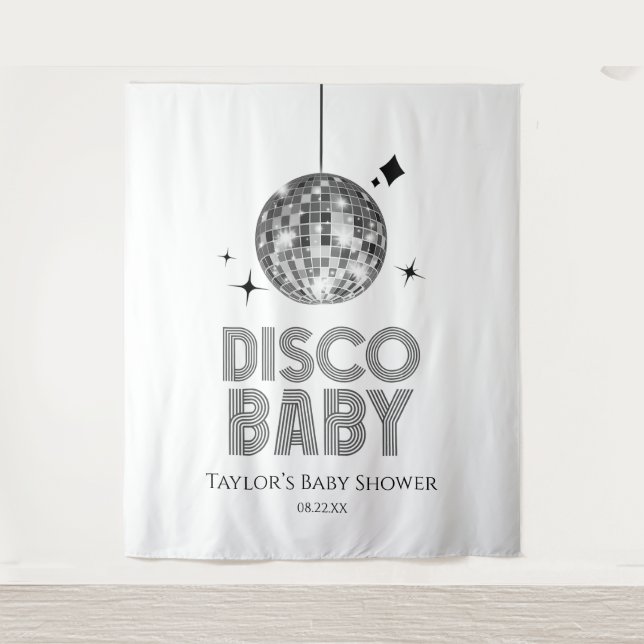 Tapete De Parede Chá de fraldas 'Disco Baby' da Silver Disco Ball (Frente)