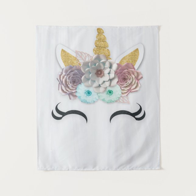 Tapete De Parede Chá de fraldas Unicorn, Aniversário, Fundo de deco (Frente)