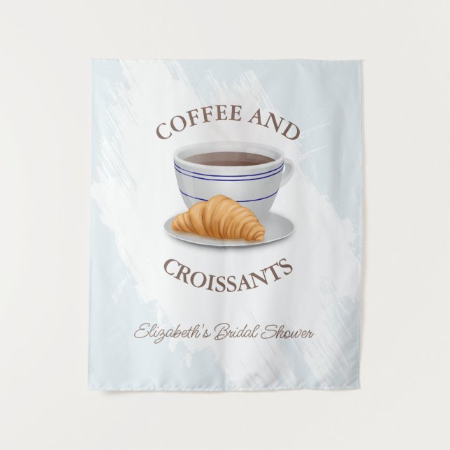 Tapete De Parede Chá de Noiva de Café e Croissants (Frente)