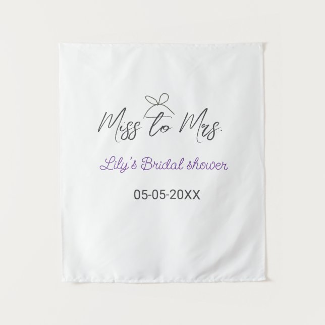 Tapete De Parede Chá de noiva de Miss para Mrs adicionar nome data  (Frente)