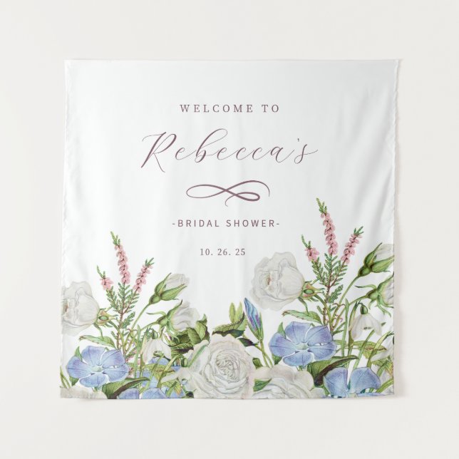 Tapete De Parede Chá de Noiva Floral Elegante (Frente)