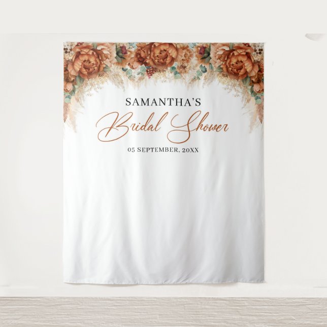 Tapete De Parede Chá de panela boêmio terracota laranja queimada co (Frente)