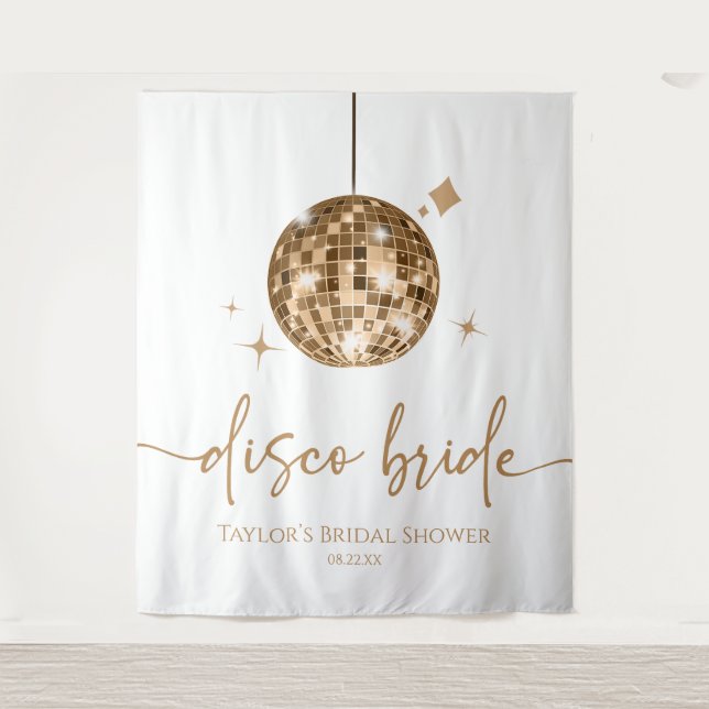 Tapete De Parede Chá de panela Dourado Disco Ball Disco Brilho (Frente)
