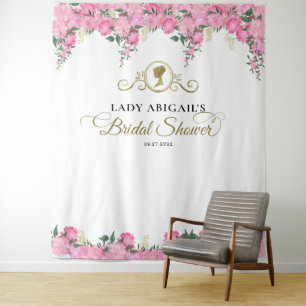 Tapete De Parede Chá de panela Vitoriano Floral Rosa-Rosa Elegante