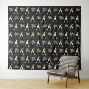 Tapete De Parede Champanhe Dourado Vidro Negro Confetti Moderno