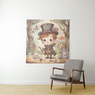 Tapete De Parede Chapeleiro Maluco Fofo Arte Caprichosa da Floresta